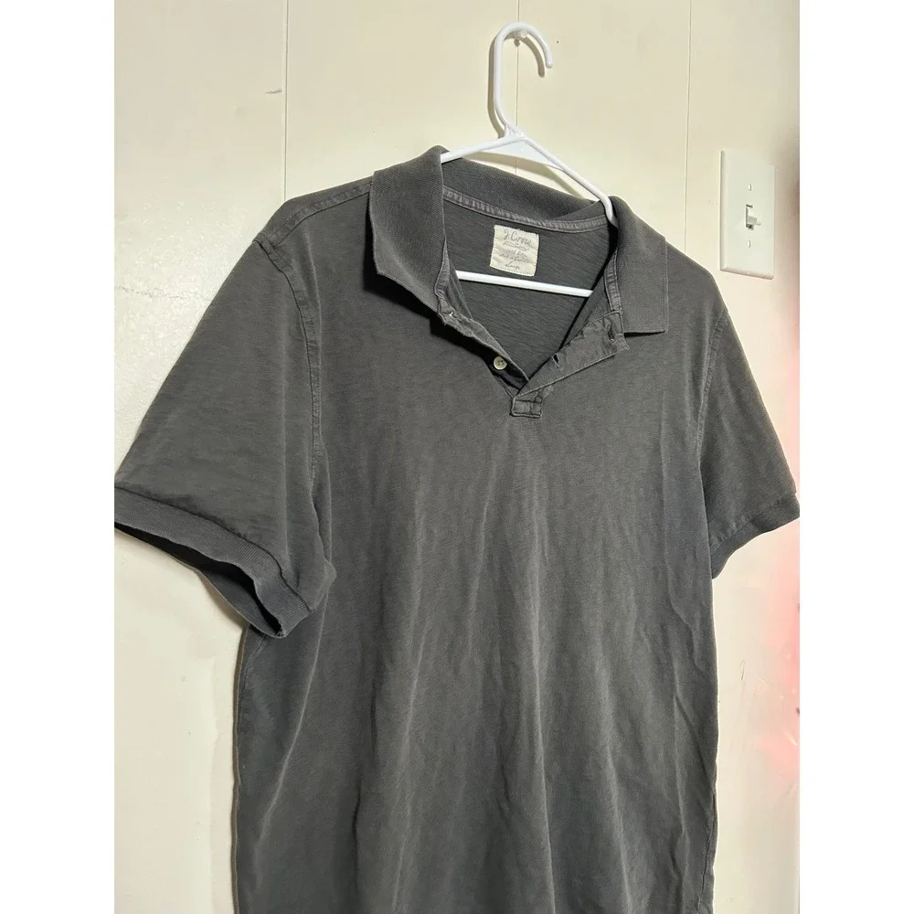 J. Crew Mens Large Short Sleeve Cotton Polo Shirt Gray Preppy Basic Classic
